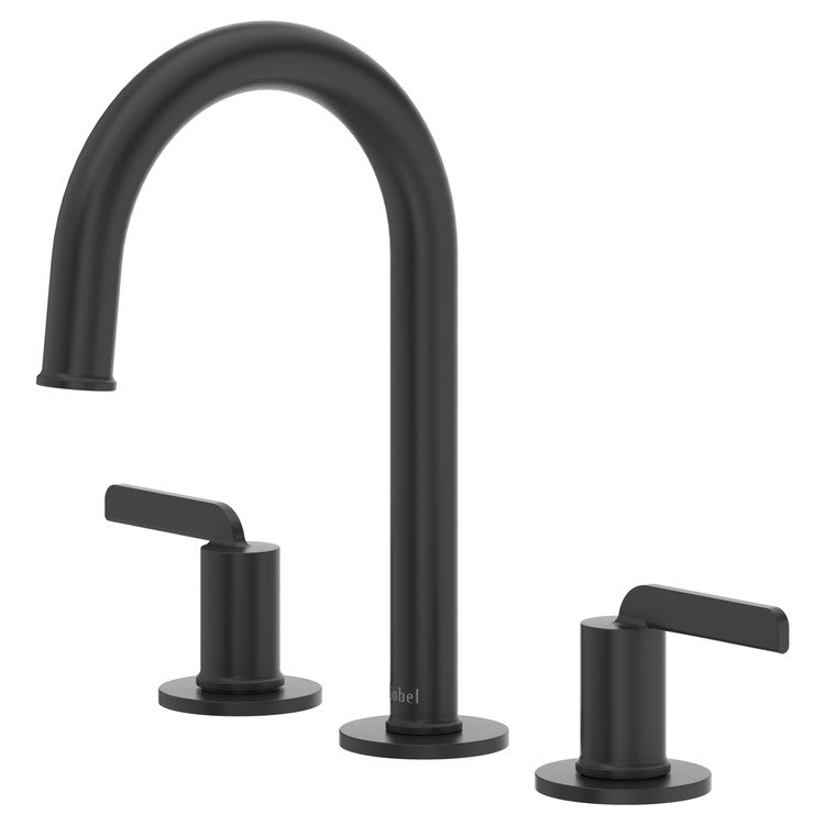 Lavatory Faucet Authentica Widespread 8 to 16 Inch Spread 2 Lever ADA Watersense Black 1.2 Gallons per Minute Deck C-Spout Push-Pop 3 Hole