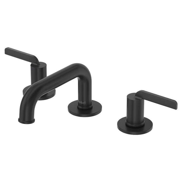 Lavatory Faucet Authentica Widespread 8 to 16 Inch Spread 2 Lever ADA Watersense Black 1.2 Gallons per Minute Deck U-Spout Push-Pop 3 Hole - Image 1