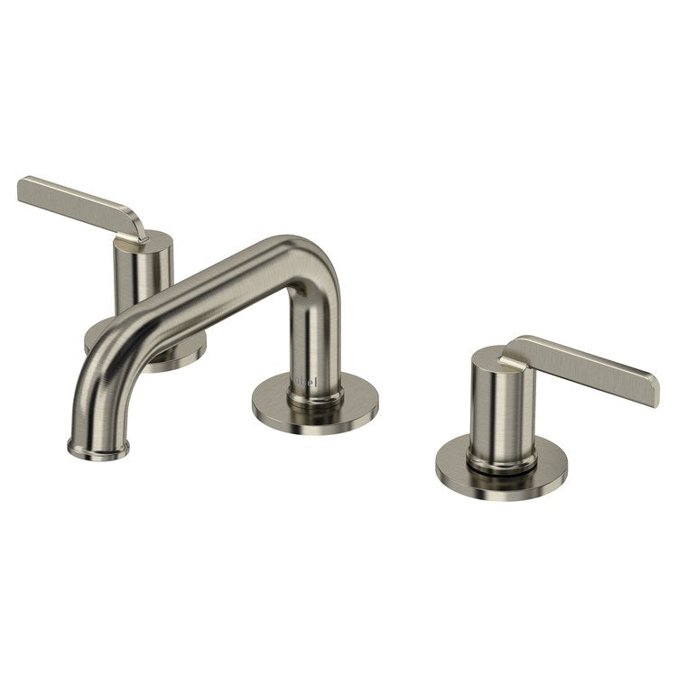 Lavatory Faucet Authentica Widespread 8 to 16 Inch Spread 2 Lever ADA Watersense Brushed Nickel 1.2 Gallons per Minute Deck U-Spout Push-Pop 3 Hole - Image 1