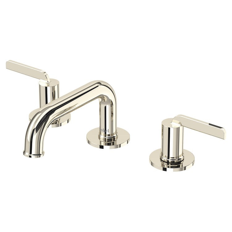 Lavatory Faucet Authentica Widespread 8 to 16 Inch Spread 2 Lever ADA Watersense Polished Nickel 1.2 Gallons per Minute Deck U-Spout Push-Pop 3 Hole - Image 1