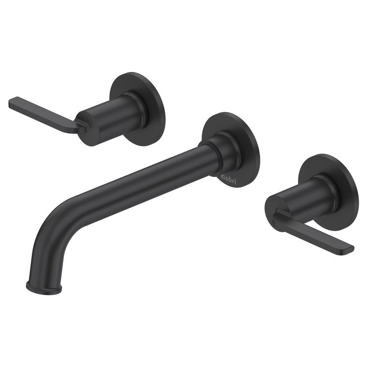 Lavatory Faucet Authentica 8 Inch Spread 2 Lever ADA Watersense Black 1.2 Gallons per Minute Wall Mount Less Drain 3 Hole - Image 1