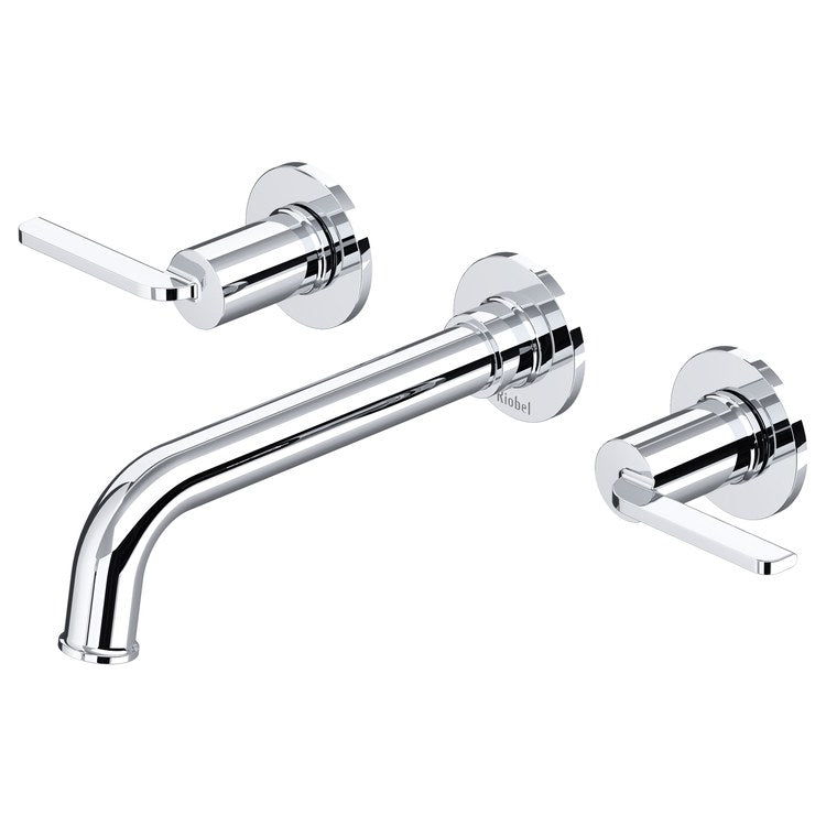 Lavatory Faucet Authentica 8 Inch Spread 2 Lever ADA Watersense Chrome 1.2 Gallons per Minute Wall Mount Less Drain 3 Hole - Image 1