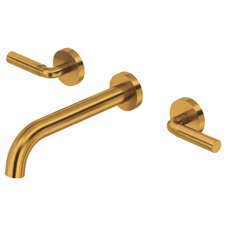 Lavatory Faucet Riu Widespread 8 Inch Spread 3 Lever ADA Watersense Brushed Gold 1.2 Gallons per Minute Wall Mount Less Drain 3 Hole - Image 1