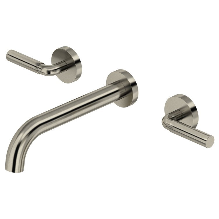 Lavatory Faucet Riu Widespread 8 Inch Spread 3 Lever ADA Watersense Brushed Nickel 1.2 Gallons per Minute Wall Mount Less Drain 3 Hole - Image 1
