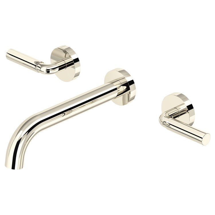 Lavatory Faucet Riu Widespread 8 Inch Spread 3 Lever ADA Watersense Polished Nickel 1.2 Gallons per Minute Wall Mount Less Drain 3 Hole - Image 1