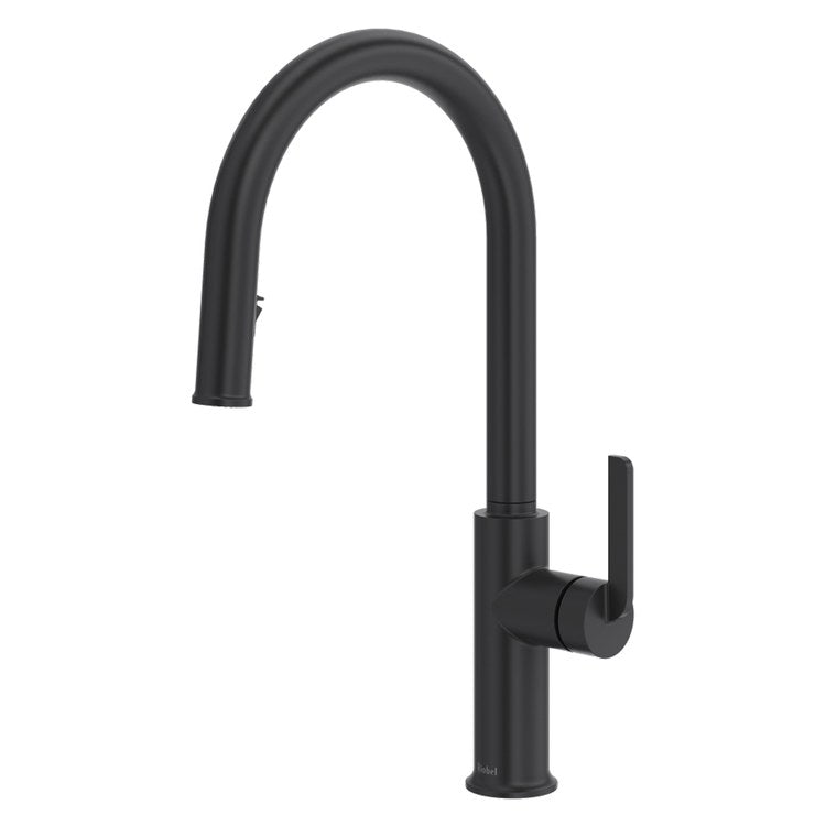 Kitchen Faucet Authentica 1 Lever ADA Black Pull Down 2 Function Gooseneck 360 DEG Swivel 1 Hole Deck 1.5 Gallons per Minute - Image 1