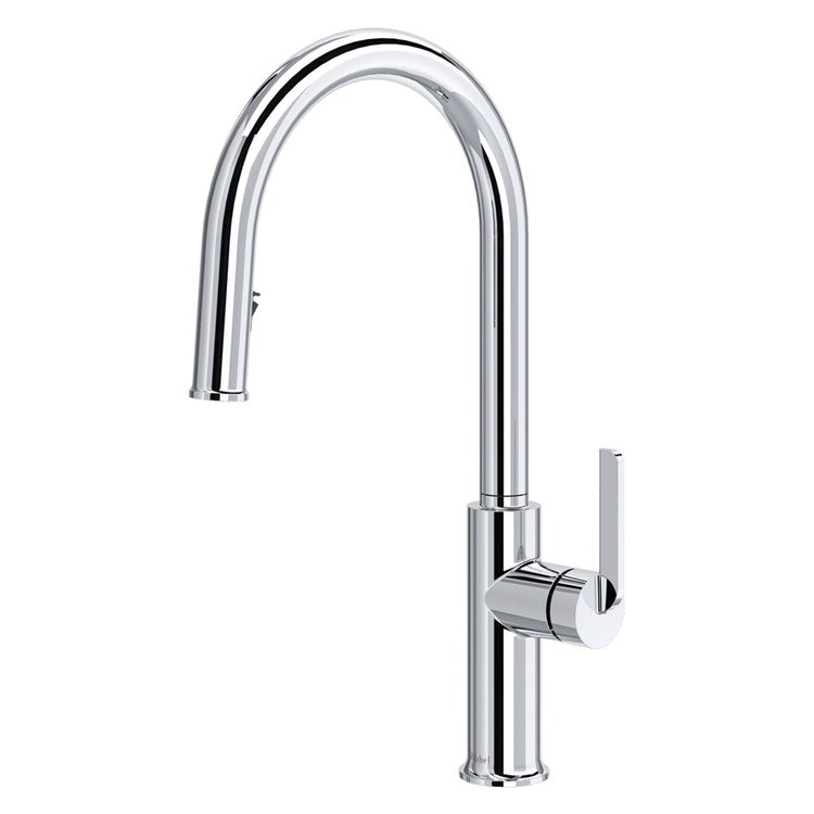 Kitchen Faucet Authentica 1 Lever ADA Chrome Pull Down 2 Function Gooseneck 360 DEG Swivel 1 Hole Deck 1.5 Gallons per Minute - Image 1