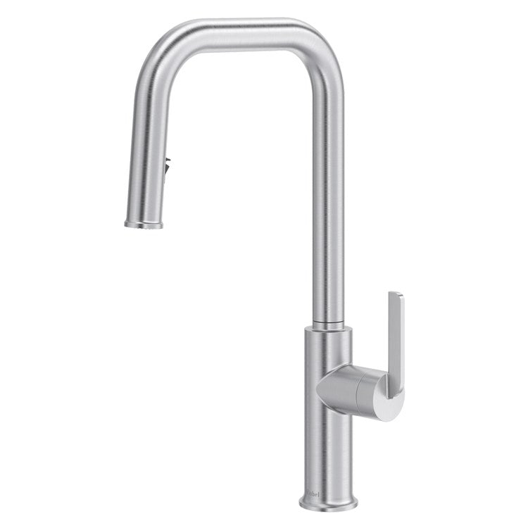 Kitchen Faucet Authentica Widespread 2 Lever ADA Stainless Steel Pull Down 2 Function U-Shaped 360 DEG Swivel 3 Hole Deck 1.5 Gallons per Minute - Image 1