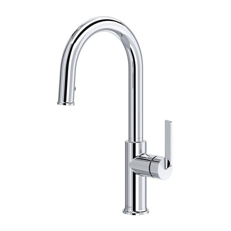 Kitchen Faucet Authentica 1 Lever ADA Chrome Pull Down Gooseneck 360 DEG Swivel 1 Hole Deck 1.5 Gallons per Minute - Image 1