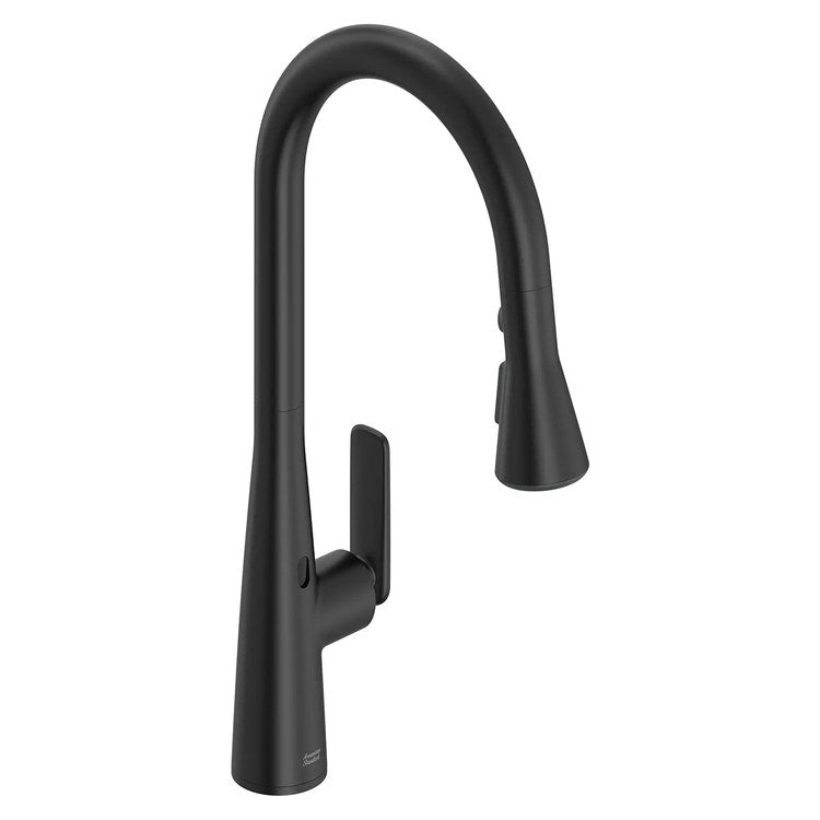 Kitchen Faucet Aspirations with 2 Integral Check Valves 1 Lever ADA Matte Black Pull Down 3 Function High Arc 360 DEG Swivel 1/3 Hole Deck Selectronic Hands-Free 1.8 Gallons per Minute