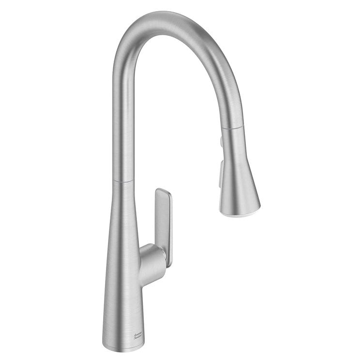 Kitchen Faucet Aspirations with 2 Integral Check Valves 1 Lever ADA Stainless Steel Pull Down 3 Function High Arc 360 DEG Swivel 1/3 Hole Deck 1.8 Gallons per Minute - Image 1