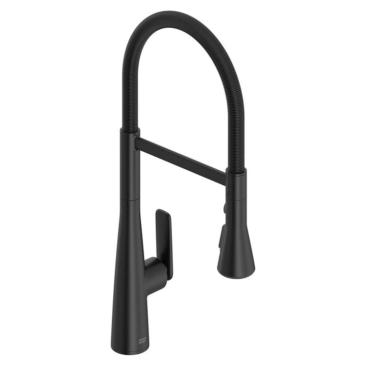Kitchen Faucet Aspirations Semi-Pro with 2 Integral Check Valves 1 Lever ADA Matte Black Pull Down Gooseneck 360 DEG Swivel 1/3 Hole Deck Mount 1.8 Gallons per Minute