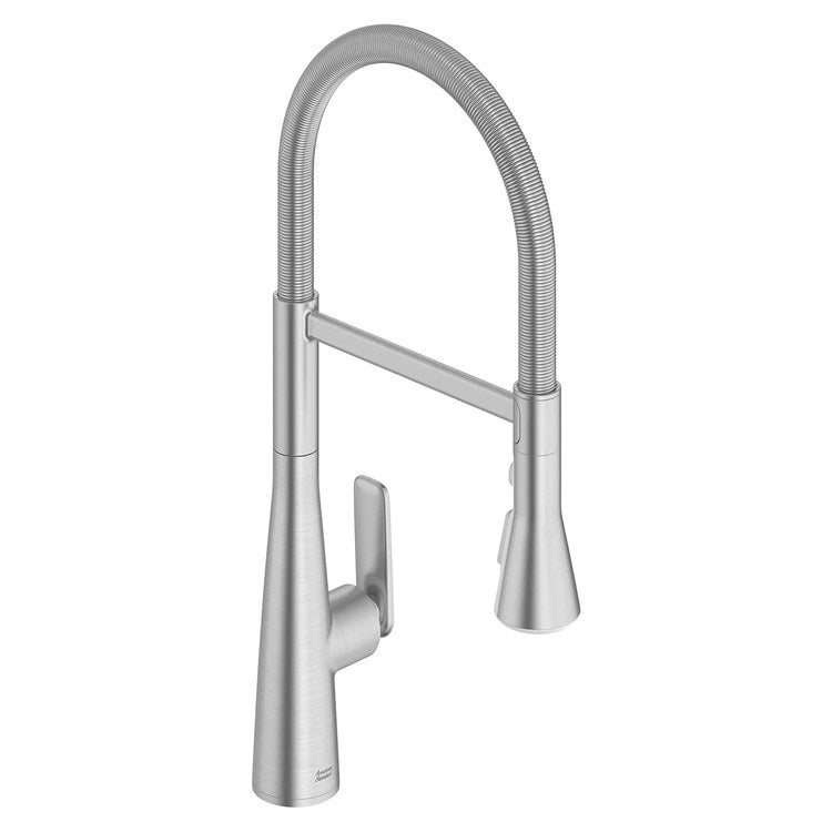 Kitchen Faucet Aspirations Semi-Pro with 2 Integral Check Valves 1 Lever ADA Stainless Steel Pull Down Gooseneck 360 DEG Swivel 1/3 Hole Deck Mount 1.8 Gallons per Minute - Image 1