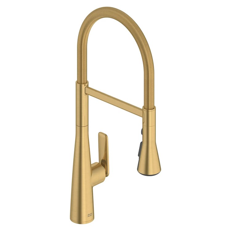 Kitchen Faucet Aspirations Semi-Pro with 2 Integral Check Valves 1 Lever ADA Brushed Cool Sunrise Pull Down Gooseneck 360 DEG Swivel 1/3 Hole Deck Mount 1.8 Gallons per Minute