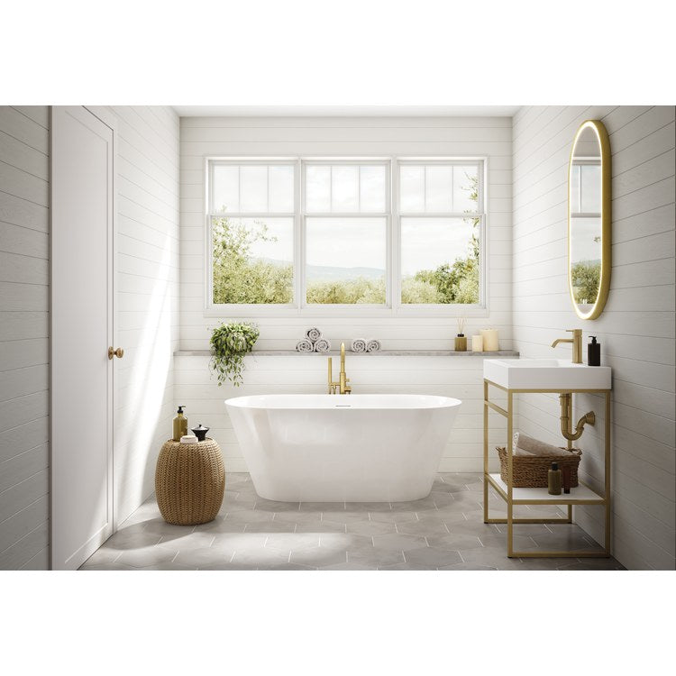 Freestanding Tub Aria Cadenza 59 x 29-1/2 x 23 Inch Petite White Center Drain Oval cUPC