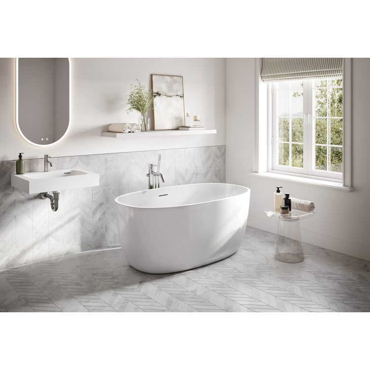 Freestanding Tub Aria Solfege 55-1/4 x 31-1/2 x 22-7/8 Inch Petite White Center Drain Oval cUPC
