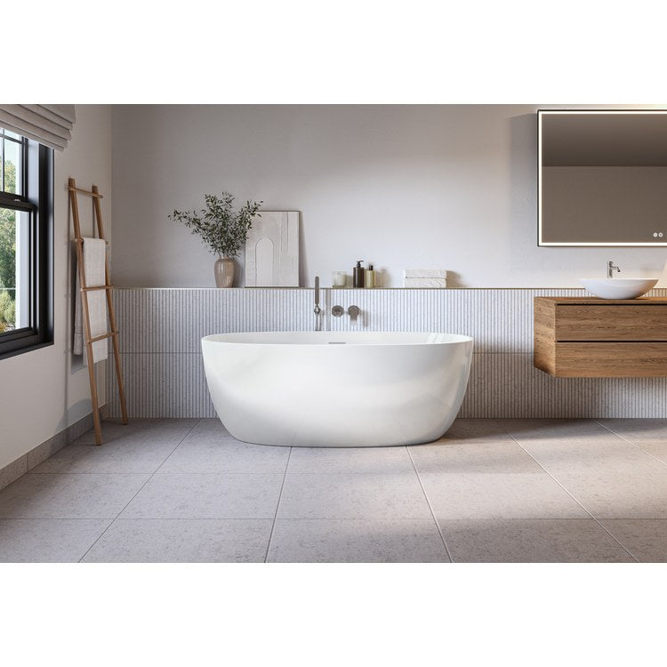 Freestanding Tub Aria Solfege 63 x 31-1/2 x 22-7/8 Inch Grande White Center Drain Oval cUPC