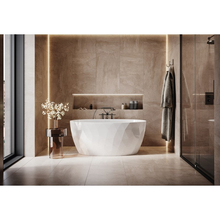 Freestanding Tub Aria Tonnetz 55-1/2 x 31-5/8 x 23-1/4 Inch Petite White Center Drain Oval cUPC