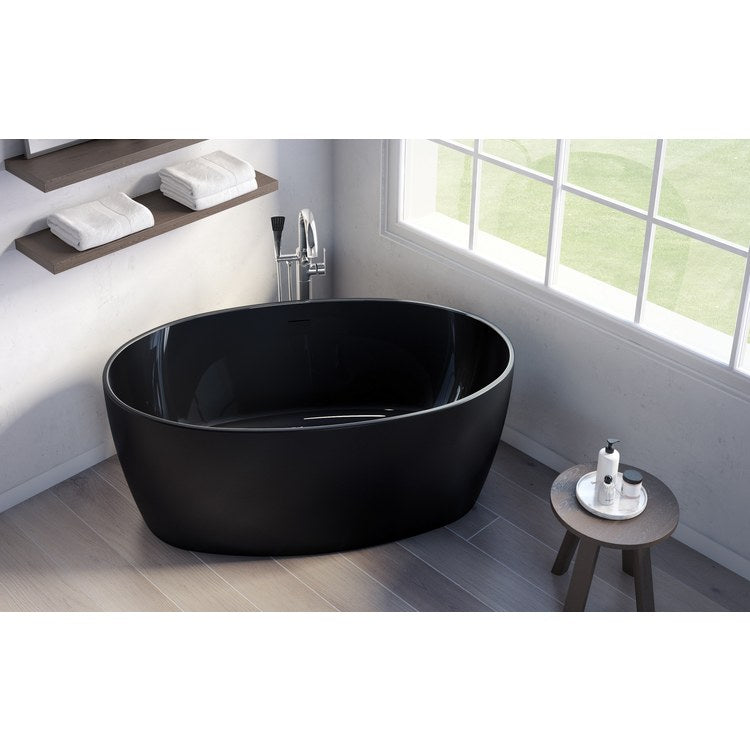 Freestanding Tub Aria Voce 55-1/8 x 31-1/2 x 24 Inch Petite Gloss Black/Matte Black Center Drain Oval cUPC