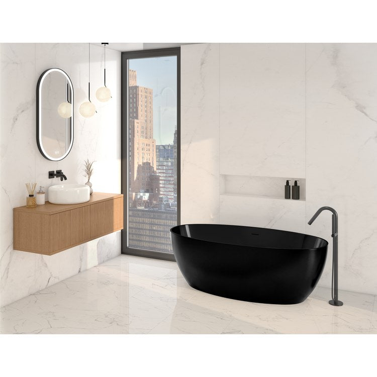Freestanding Tub Aria Voce 66-7/8 x 32-1/4 x 22-7/8 Inch Grande Gloss Black/Matte Black Center Drain Oval cUPC