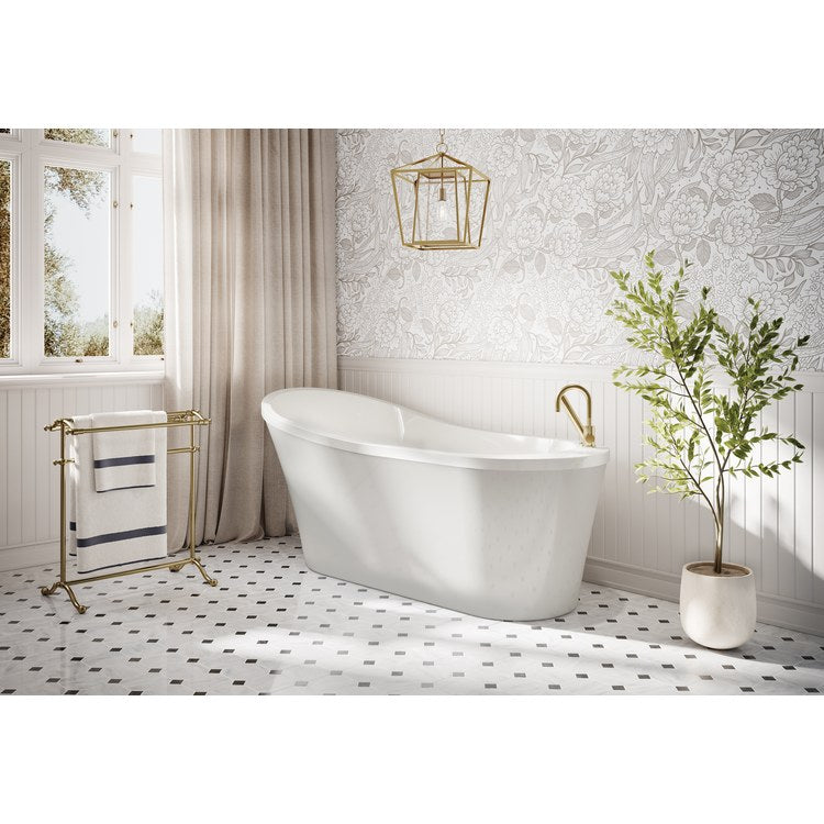 Freestanding Tub Opus Mezzo 60 x 29-1/8 x 29-1/8 Inch Petite 2 Piece with Integrated Deck White End Drain cUPC
