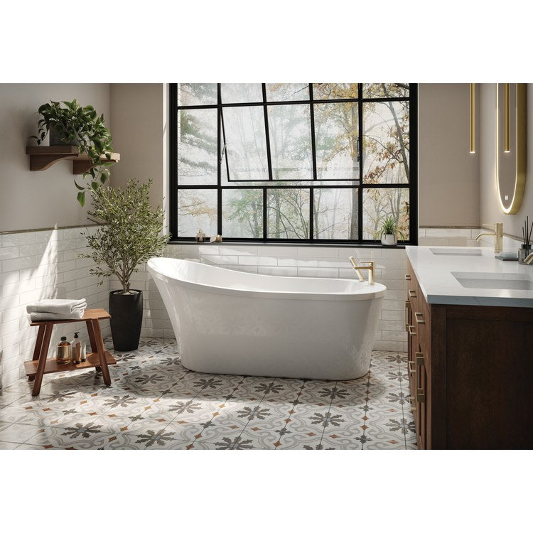Freestanding Tub Opus Mezzo 66-7/8 x 29-3/4 x 29-1/8 Inch Grande 2 Piece with Integrated Deck White End Drain cUPC