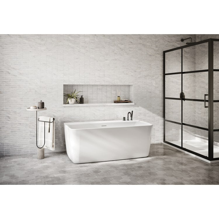 Freestanding Tub Opus Sonoro 60 x 31-3/4 x 22-7/8 Inch Petite with Integrated Deck White Center Drain cUPC