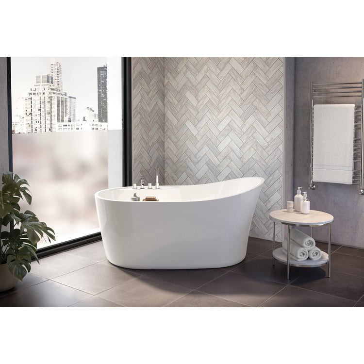Freestanding Tub Opus Synfonia 60 x 32-3/4 x 27-7/8 Inch with 2 Integrated Decks White End Drain cUPC