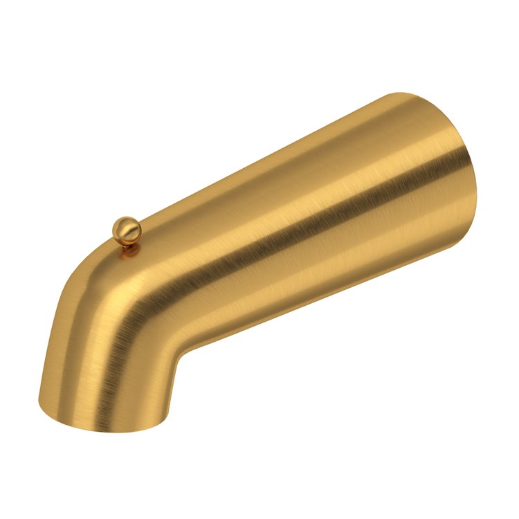 Tub Spout Round with Integrated Diverter Brushed Gold 7-1/4 Inch Brass 1/2 Inch Copper Slip Fit - Image 1