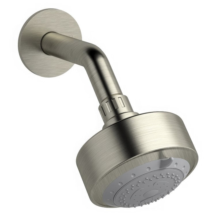 Showerhead 3 Functions with Arm Brushed Nickel 4 Inch 1.8 Gallons per Minute Swivel Round - Image 1