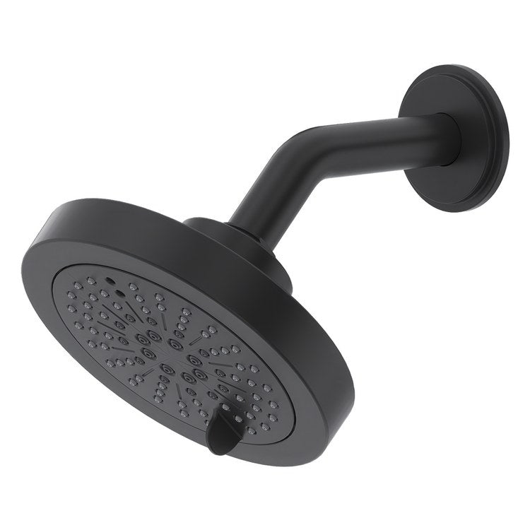 Showerhead 6 Functions with Arm Black 5 Inch 1.8 Gallons per Minute Swivel Round - Image 1