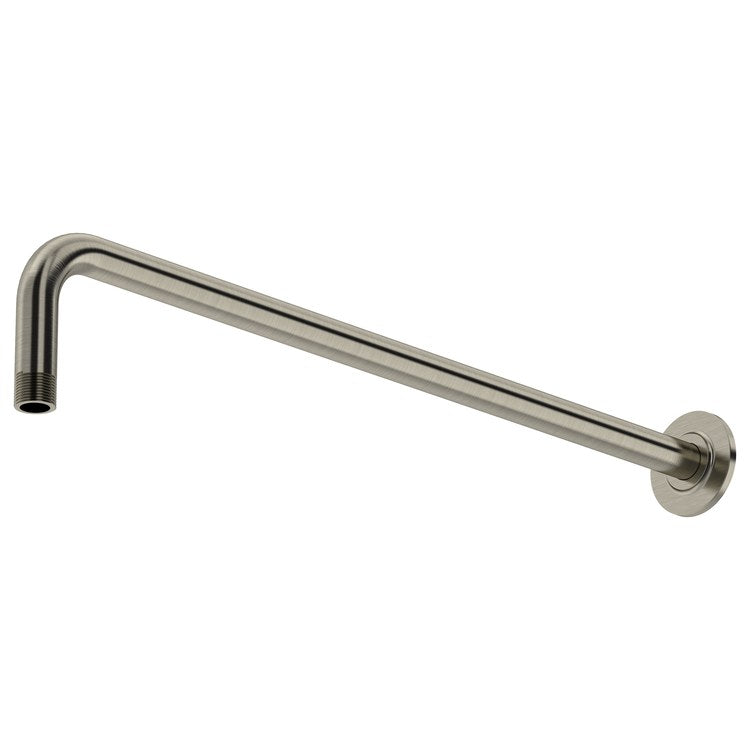 Shower Arm with Round Escutcheon Brushed Nickel 20 Inch Brass Wall Mount - Image 1