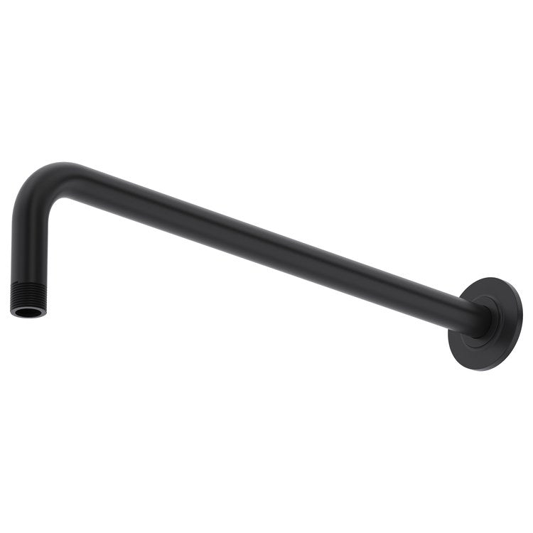 Shower Arm with Round Escutcheon Black 16 Inch 1/2IN Male NPT Brass Wall Mount - Image 1