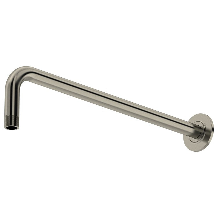 Shower Arm with Round Escutcheon Brushed Nickel 16 Inch 1/2IN Male NPT Brass Wall Mount - Image 1
