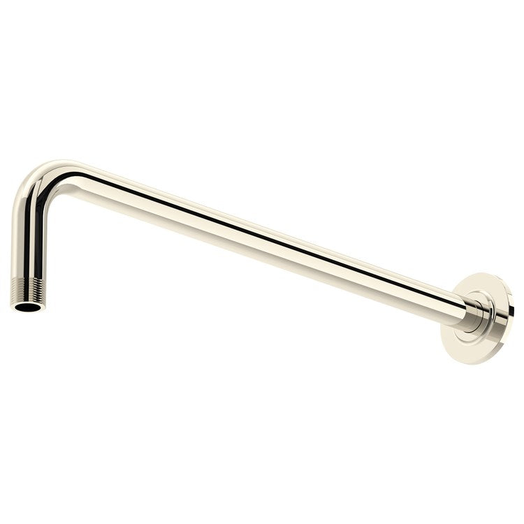 Shower Arm with Round Escutcheon Polished Nickel 16 Inch 1/2IN Male NPT Brass Wall Mount - Image 1
