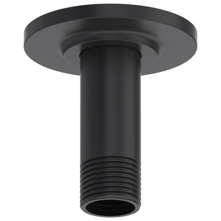 Shower Arm with Round Escutcheon Black 3 Inch 1/2IN Male NPT Brass Ceiling Mount - Image 1