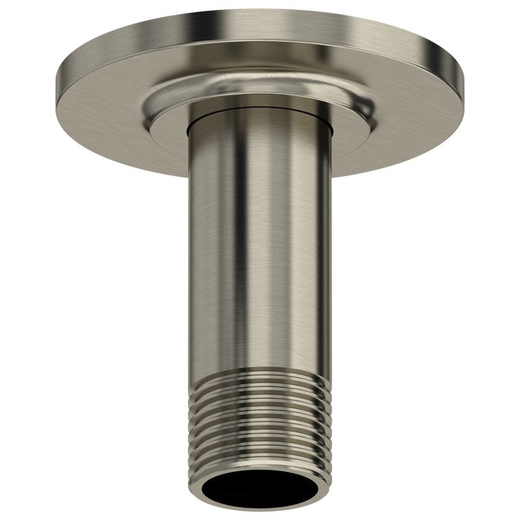 Shower Arm with Round Escutcheon Brushed Nickel 3 Inch 1/2IN Male NPT Brass Ceiling Mount - Image 1