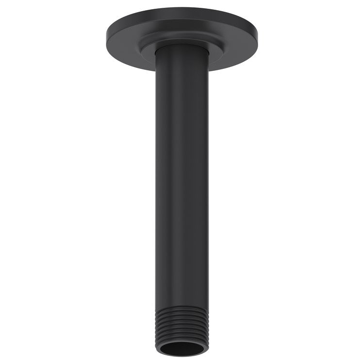 Shower Arm with Round Escutcheon Black 6 Inch 1/2IN Male NPT Brass Ceiling Mount - Image 1