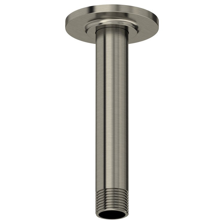 Shower Arm with Round Escutcheon Brushed Nickel 6 Inch 1/2IN Male NPT Brass Ceiling Mount - Image 1