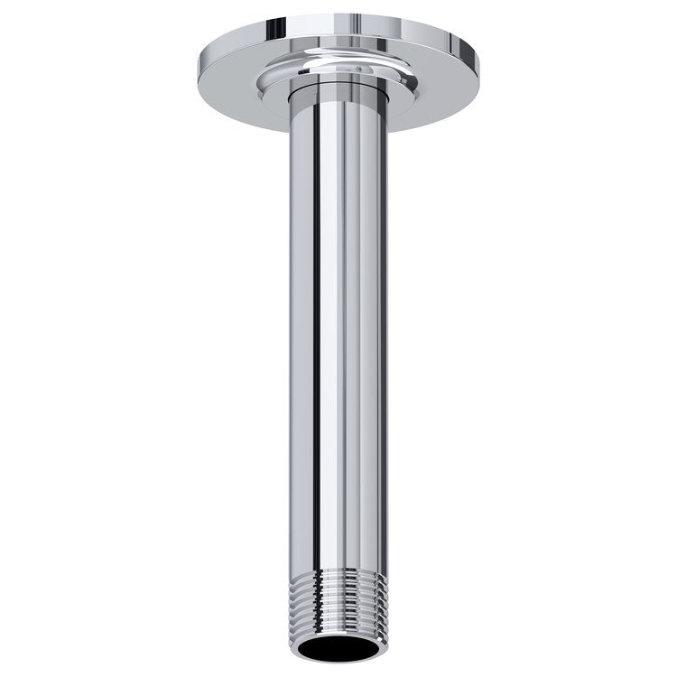 Shower Arm with Round Escutcheon Chrome 6 Inch 1/2IN Male NPT Brass Ceiling Mount - Image 1