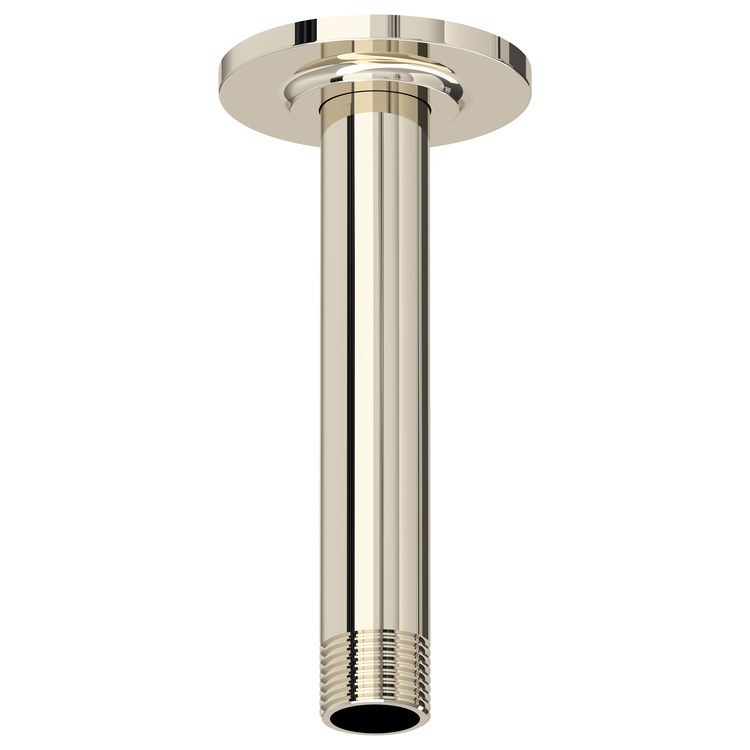 Shower Arm with Round Escutcheon Polished Nickel 6 Inch 1/2IN Male NPT Brass Ceiling Mount