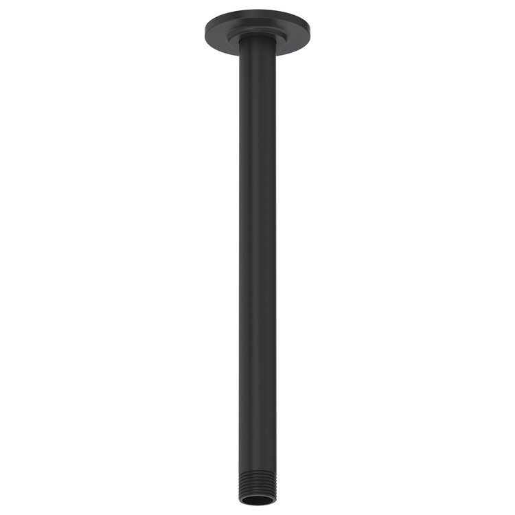 Shower Arm with Round Escutcheon Black 12 Inch 1/2IN Male NPT Brass Ceiling Mount - Image 1