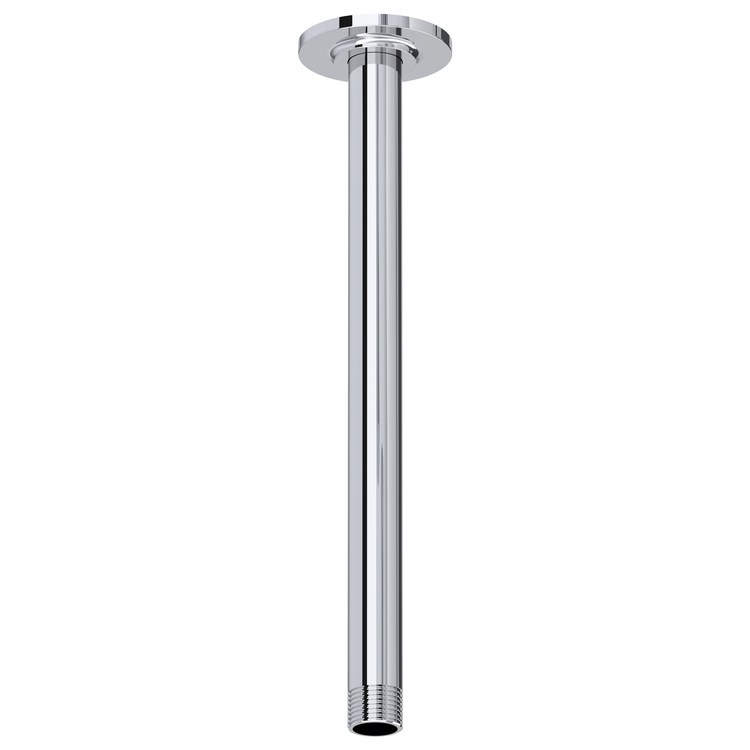 Shower Arm with Round Escutcheon Chrome 12 Inch 1/2IN Male NPT Brass Ceiling Mount - Image 1