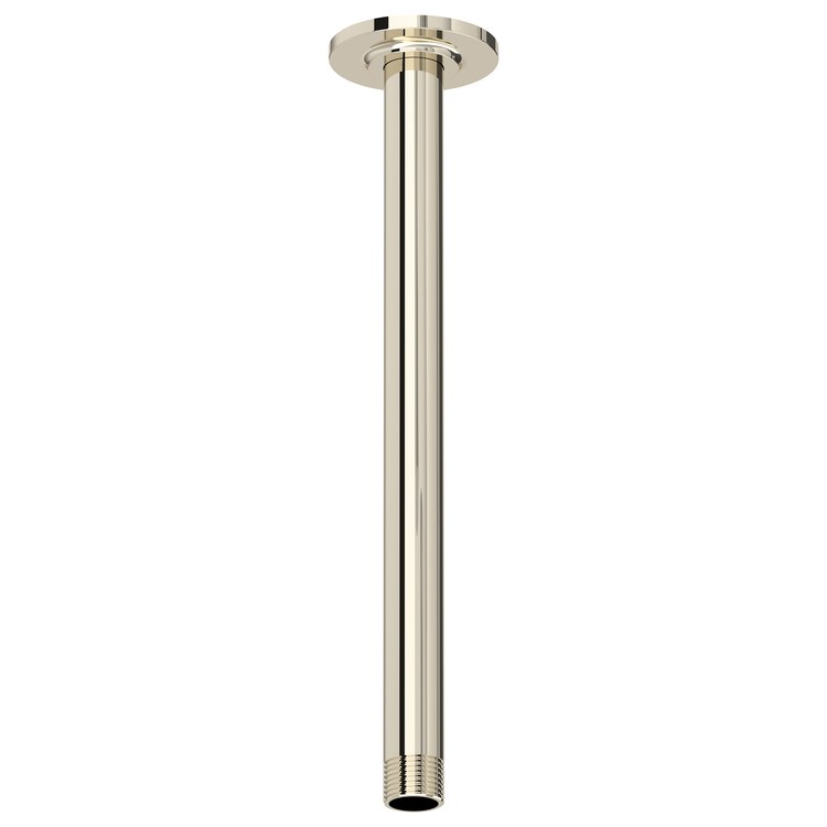 Shower Arm with Round Escutcheon Polished Nickel 12 Inch 1/2IN Male NPT Brass Ceiling Mount