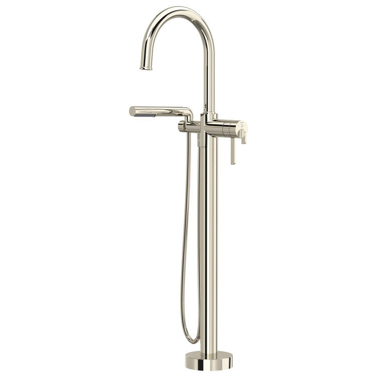 Tub Filler Trim Momenti 2 Lever Polished Nickel ADA 8 Inch Spread Wall Mount 10 Gallons per Minute - Image 1