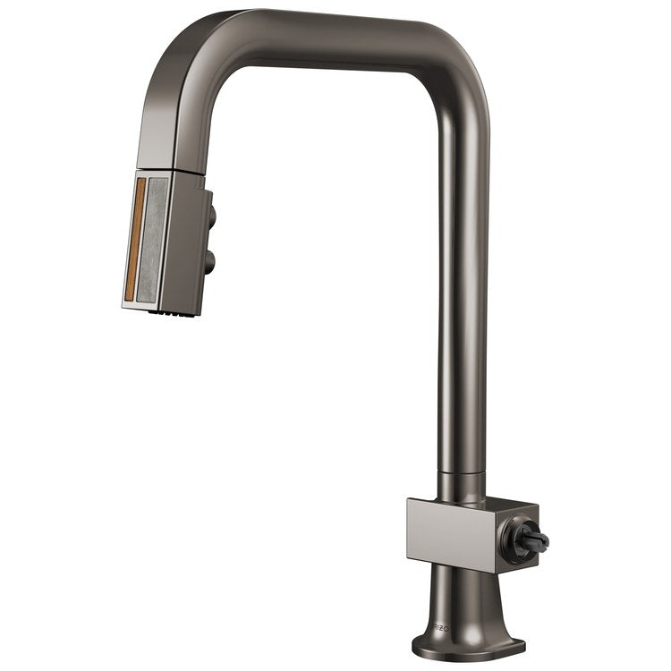Kitchen Faucet Frank Lloyd Wright 1 Less Handle CALGreen Brilliance Black Onyx/Wood/Concrete Pull Down 2 Function U-Shaped 360 DEG Swivel 1 Hole Deck Mount MagneDock/Touch-Clean 1.8 Gallons per Minute - Image 1