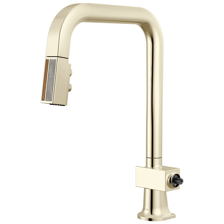 Kitchen Faucet Frank Lloyd Wright 1 Less Handle CALGreen Brilliance Polished Nickel/Wood/Concrete Pull Down 2 Function U-Shaped 360 DEG Swivel 1 Hole Deck Mount MagneDock/Touch-Clean 1.8 Gallons per Minute - Image 1