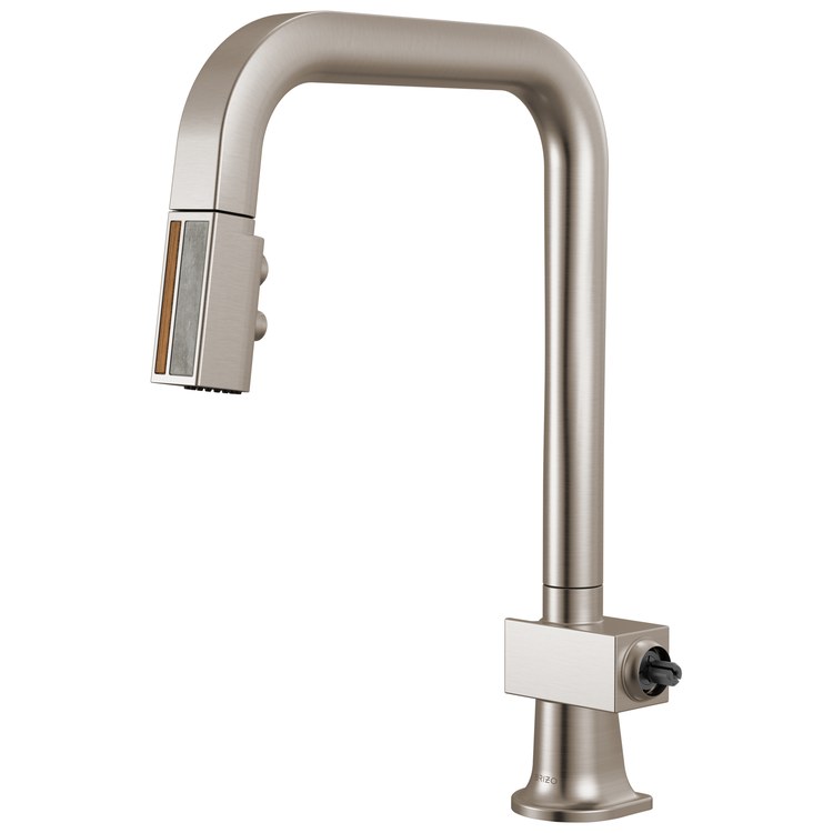 Kitchen Faucet Frank Lloyd Wright 1 Less Handle CALGreen Brilliance Stainless/Wood/Concrete Pull Down 2 Function U-Shaped 360 DEG Swivel 1 Hole Deck Mount MagneDock/Touch-Clean 1.8 Gallons per Minute - Image 1