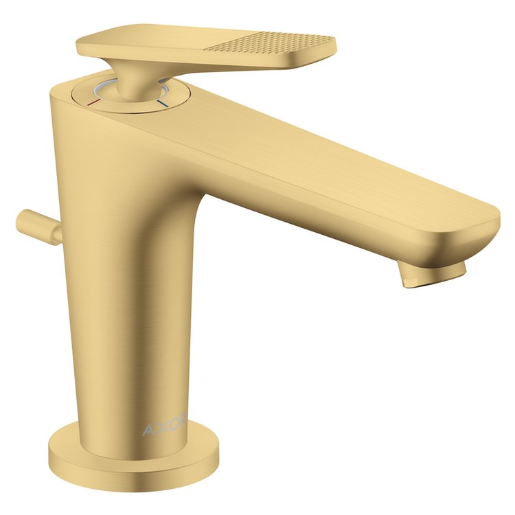 Lavatory Faucet Citterio C 90 1 Lever Cubic Cut ADA WaterSense Brushed Gold Optic 1.2 Gallons per Minute Deck Mount Pop-Up 1 Hole CoolStart EcoRight AirPower Comfort Zone - Image 1