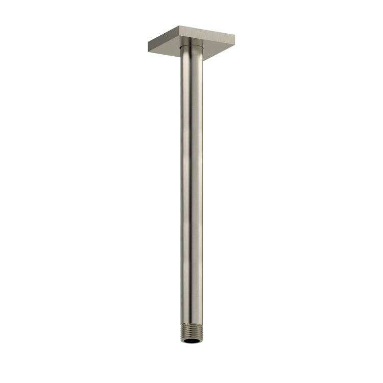 Shower Arm with Square Escutcheon Polished Nickel 12 Inch 1/2IN MNPT Brass Ceiling Mount - Image 1